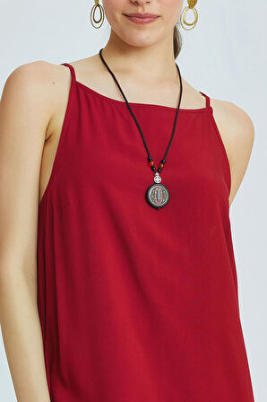 Basic Mini Yazlık Elbise Bordo | L