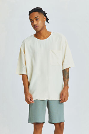 Oversize Erkek Gömlek Bej | M