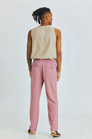 Duble Paça Bohem Erkek Pantolonu Pembe | XL