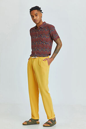 Duble Paça Bohem Erkek Pantolonu Sarı | S