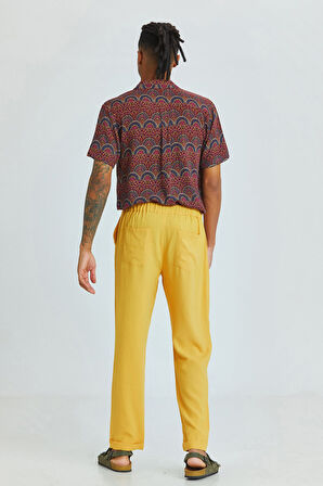 Duble Paça Bohem Erkek Pantolonu Sarı | S