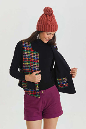 Çift Taraflı Bohem Yelek Siyah | STD