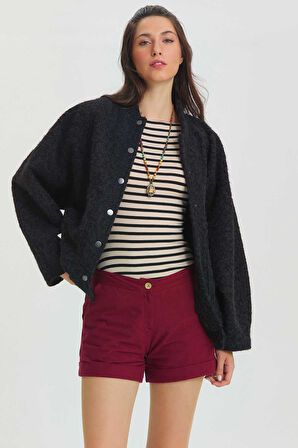 Yumuşak Oversize Bomber Ceket Siyah | STD