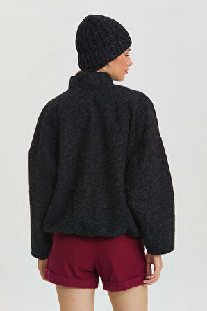 Yumuşak Oversize Bomber Ceket Siyah | STD