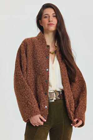 Yumuşak Oversize Bomber Ceket Kahverengi | STD