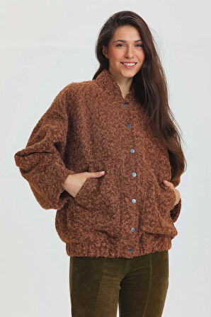 Yumuşak Oversize Bomber Ceket Kahverengi | STD