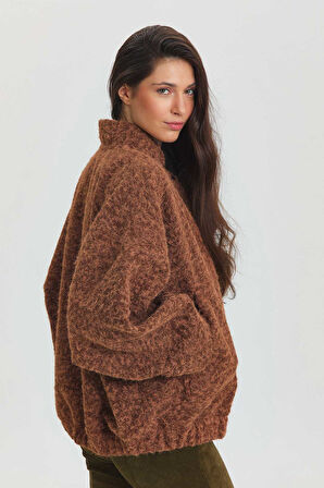 Yumuşak Oversize Bomber Ceket Kahverengi | STD