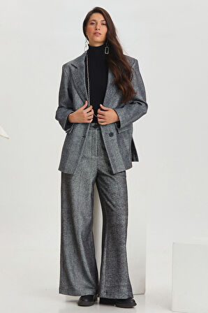 Balıksırtı Şık Kadın Takım Ceketi Gri | S