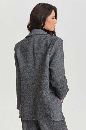 Balıksırtı Şık Kadın Takım Ceketi Gri | S