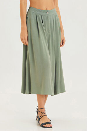 Rahat Kesim Midi Boy Yazlık Bohem Etek Çağla | L