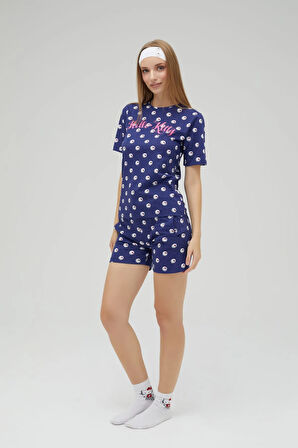 Lisanslı Kısa Kollu Şortlu Lacivert Pijama Takımı