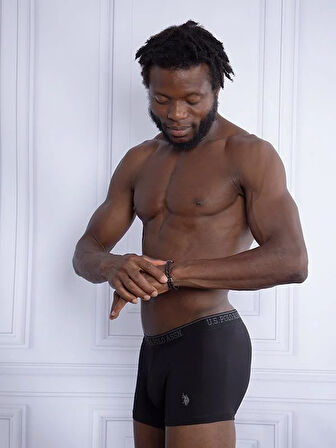 U.S. Polo Assn Pamuk 3 Lü Paket Erkek Boxer .80097-USP SİYAH