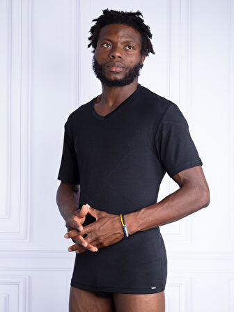 BLACKSPADE Erkek T-shirt V Yaka Tender Cotton 9239 -BS SİYAH