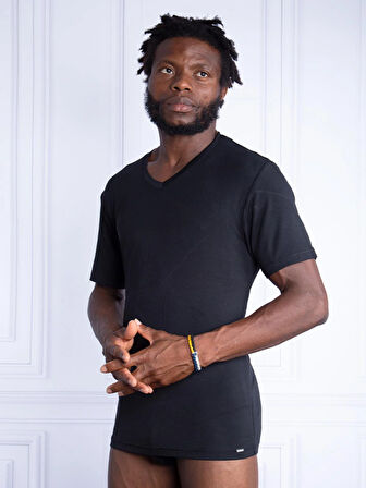 BLACKSPADE Erkek T-shirt V Yaka Tender Cotton 9239 -BS SİYAH