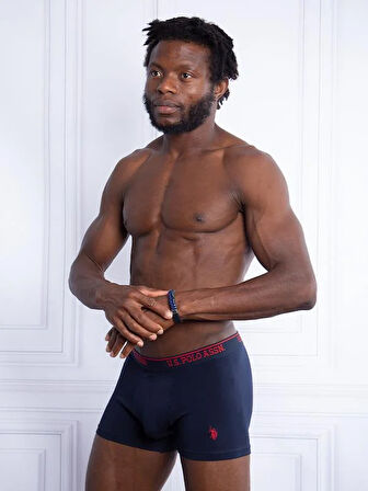 U.S. Polo Assn. Pamuk 3'lü Paket Likralı Erkek Boxer 80097-USP SİYAH-LACİVERT-ANTRASİT