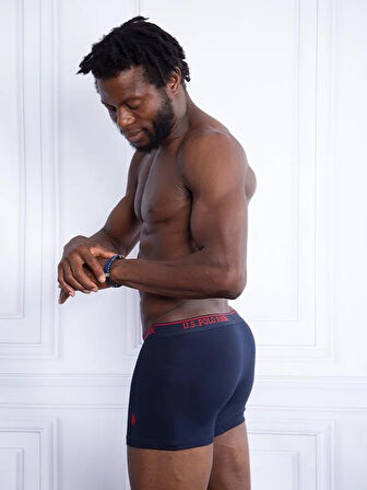 U.S. Polo Assn. Pamuk 3'lü Paket Likralı Erkek Boxer 80097-USP SİYAH-LACİVERT-ANTRASİT