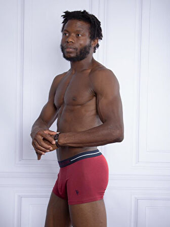 Us Polo Assn us Polo Assn Erkek Bordo - Lacivert - Gri Melanj 3 Lü Boxer 80328 BORDO-LACİVERT-GRİ