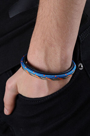 MRHERO Unisex Mavi Haki Çift Halatlı Antik El Yapımı Hakiki Deri Bileklik MH020 ÇOK RENKLİ