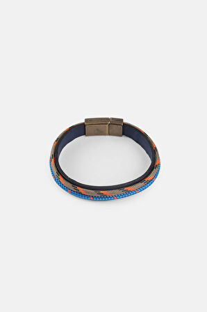 MRHERO Unisex Mavi Haki Çift Halatlı Antik El Yapımı Hakiki Deri Bileklik MH020 ÇOK RENKLİ