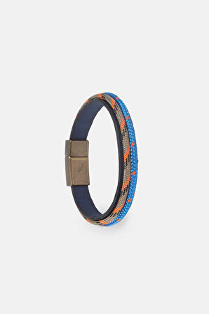 MRHERO Unisex Mavi Haki Çift Halatlı Antik El Yapımı Hakiki Deri Bileklik MH020 ÇOK RENKLİ