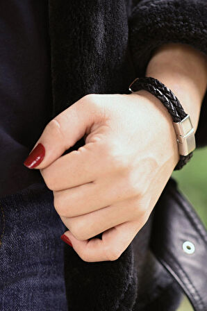 MRHERO Unisex Double Çift Örgü Hakiki Deri El Yapımı Deri Bileklik MH031 KAHVERENGİ