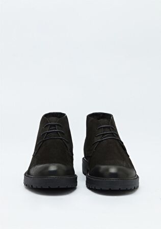 Hush Puppies Cobi Yuvarlak Burun Orta Topuk Bağcıklı Su Geçirmez Günlük Siyah Klasik Bot Nubuk