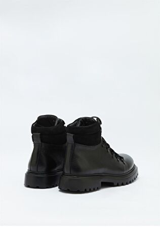 Hush Puppies 1141 13 Yuvarlak Burun Orta Topuk Bağcıklı Soğuk Havaya Dayanıklı Günlük Siyah Klasik Bot Deri