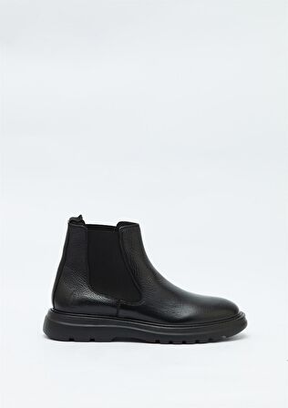 Hush Puppies A44 51 Yuvarlak Burun Orta Topuk Lastikli Soğuk Havaya Dayanıklı Günlük Siyah Klasik Bot Deri