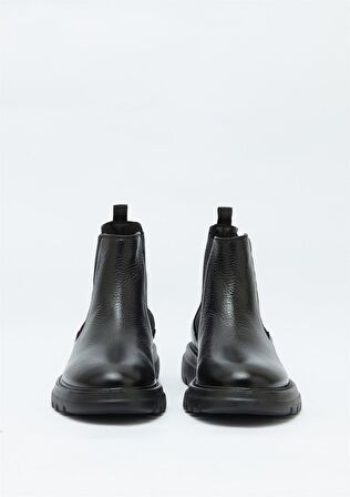 Hush Puppies A44 51 Yuvarlak Burun Orta Topuk Lastikli Soğuk Havaya Dayanıklı Günlük Siyah Klasik Bot Deri