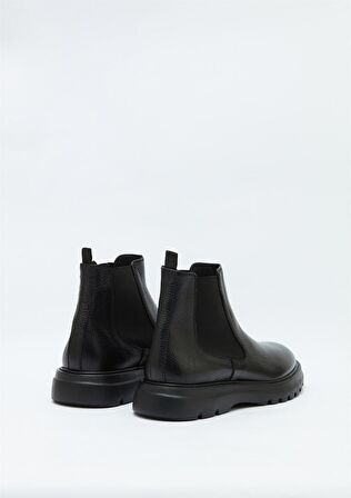 Hush Puppies A44 51 Yuvarlak Burun Orta Topuk Lastikli Soğuk Havaya Dayanıklı Günlük Siyah Klasik Bot Deri