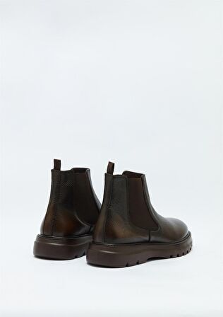 Hush Puppies A44 51 Yuvarlak Burun Orta Topuk Lastikli Soğuk Havaya Dayanıklı Günlük Kahverengi Klasik Bot Deri