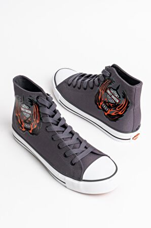 Harley Davidson Plano Erkek Gri Keten Spor Ayakkabı