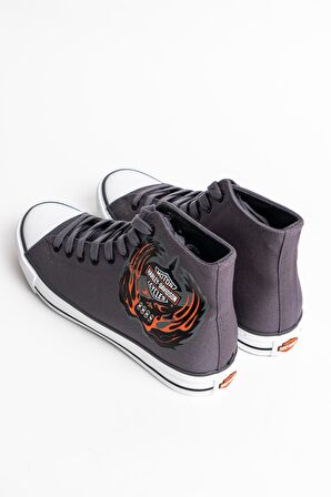 Harley Davidson Plano Erkek Gri Keten Spor Ayakkabı