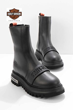 Black Hakiki Deri Kadın Bot & Bootie HD0777054903