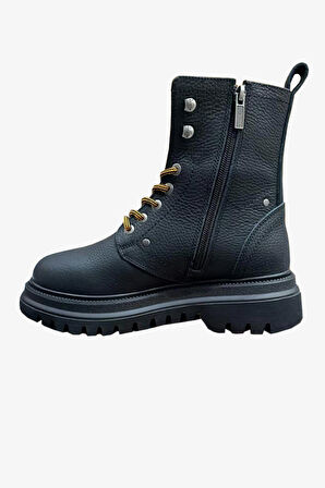 Black Baskılı Hakiki Deri Erkek Bot & Bootie HD1777057003