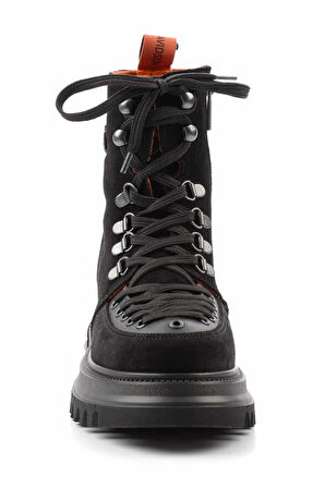 Black Hakiki Deri Kadın Bot & Bootie HD0777064302