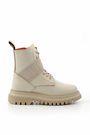 Harley Davidson Beige Hakiki Deri Kadın Bot & Bootie HD0777055403