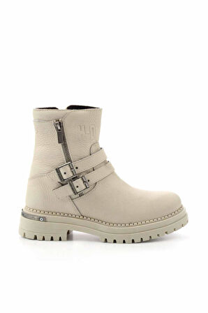 Beige Hakiki Deri Kadın Bot & Bootie HD0777055603