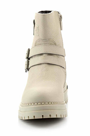 Beige Hakiki Deri Kadın Bot & Bootie HD0777055603