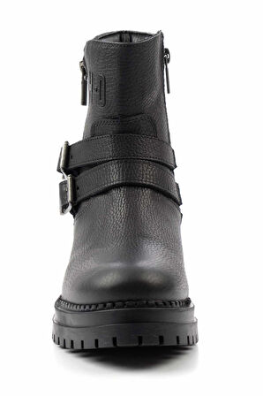 Black Hakiki Deri Kadın Bot & Bootie HD0777055603