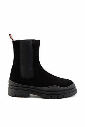 Black Leather Kadın Bot & Bootie HD0777004802
