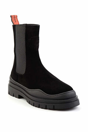 Black Leather Kadın Bot & Bootie HD0777004802
