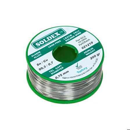 Soldex 0.75 mm 200 g Kurşunsuz Lehim Teli (%99,3 Sn / %0,7 Cu)