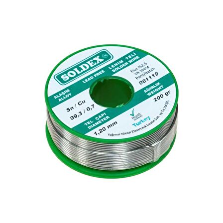 Soldex 1.20 mm 200 g Kurşunsuz Lehim Teli (%99,3 Sn / %0,7 Cu)