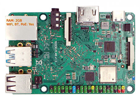 Rock Pi 4B+ Geliştirme Kartı - 2GB DDR4 16GB EMMC