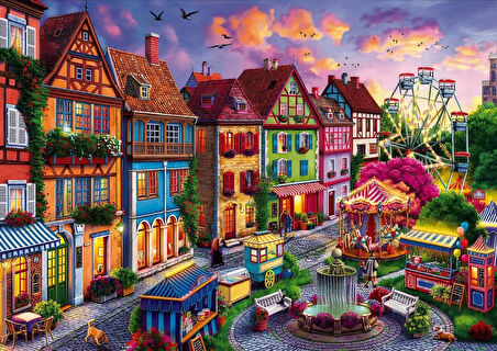 Puzzle 1000 Parça – Fun City | Renkli Şehir Manzaralı Puzzle