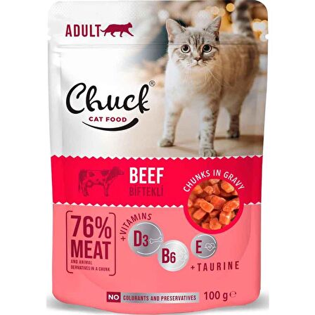 Chuck Kedi Yaş Maması Dana Etli 100 Gr