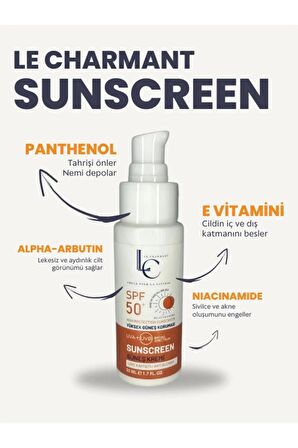 Le Charmant Leke Karşıtı SPF 50+ Yüz Güneş kremi Günlük Kullanım 50 ml