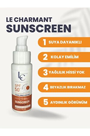 Le Charmant Leke Karşıtı SPF 50+ Yüz Güneş kremi Günlük Kullanım 50 ml