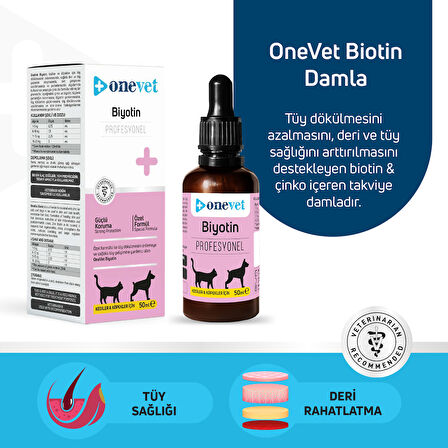 OneVet Biotin Damla Kedi ve Köpekler İçin Deri ve Tüy Sağlığı Destekleyici 50 ml